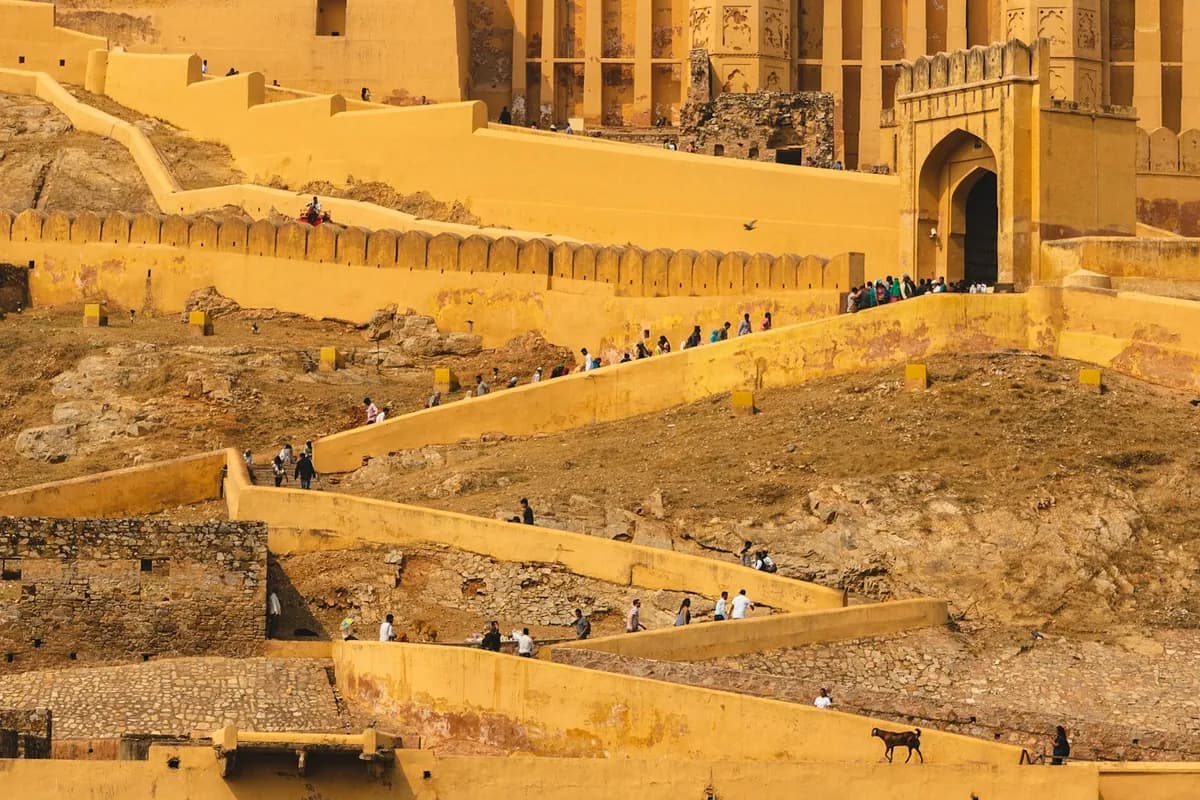 Amber Fort above Jaipur at golden hour